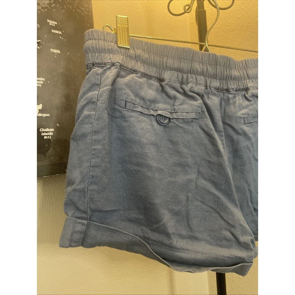 Love Tree Womens Shorts Blue Stretchy Waist Pull Strings Size Medium